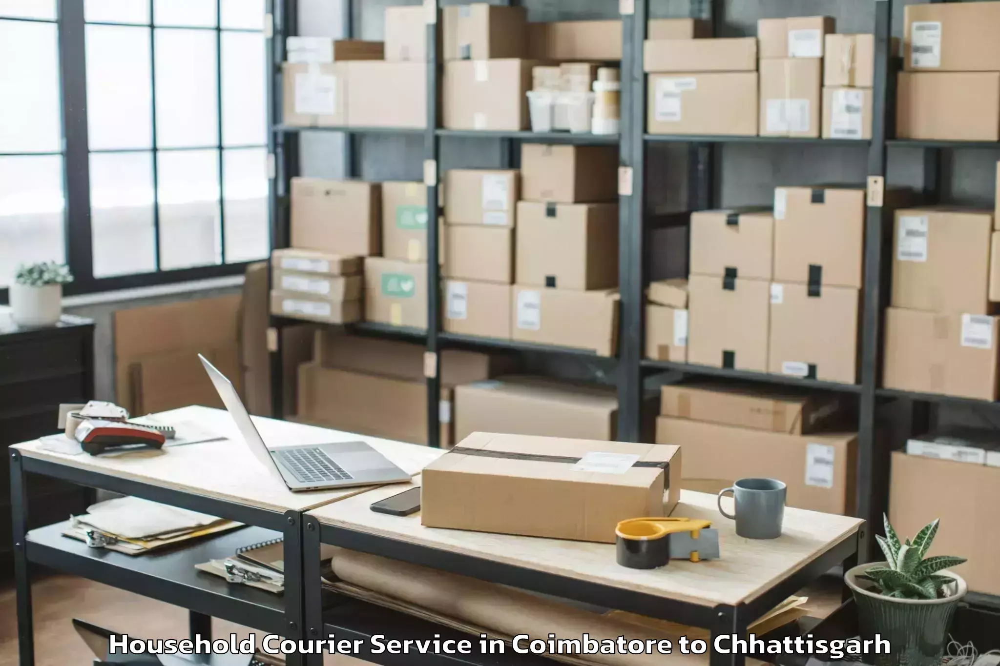 Easy Coimbatore to Chhindgarh Household Courier Booking